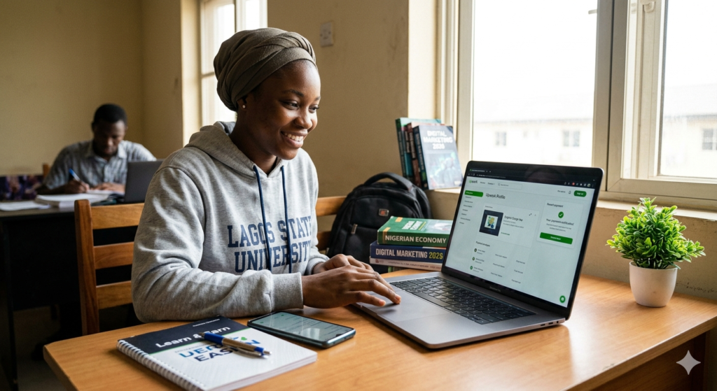 Student making money online in Nigeria.