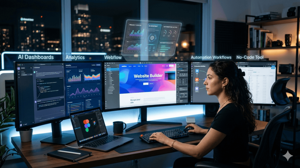 Freelancer using no-code tools